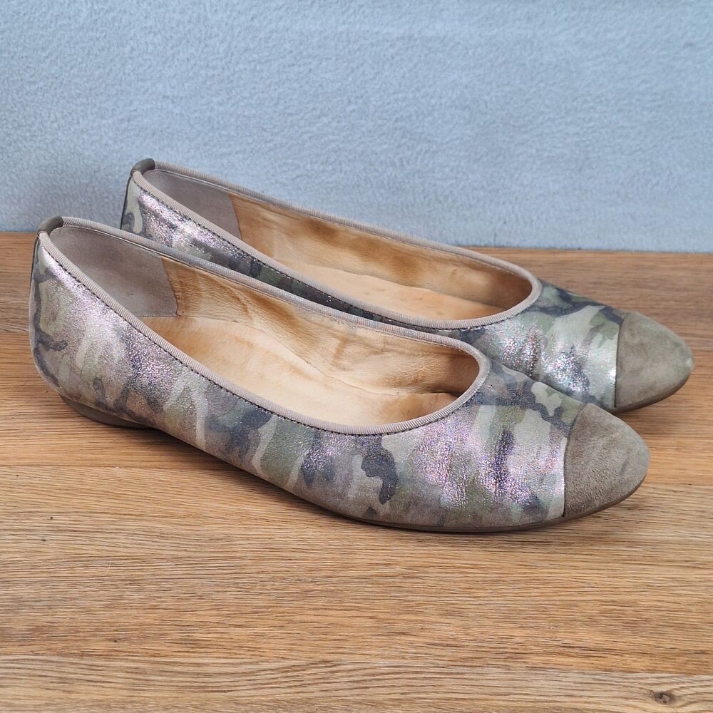 Paul Green Tyson Womens 8 EU 6 UK  Ballet Flats Camo Camoflage Slip-On Green